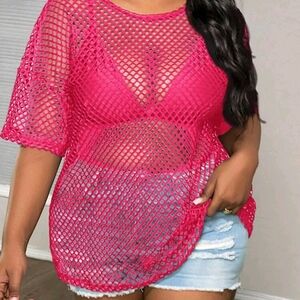 SHEIN Fit+ Fishnet Mesh Top Size 24/26 NWT